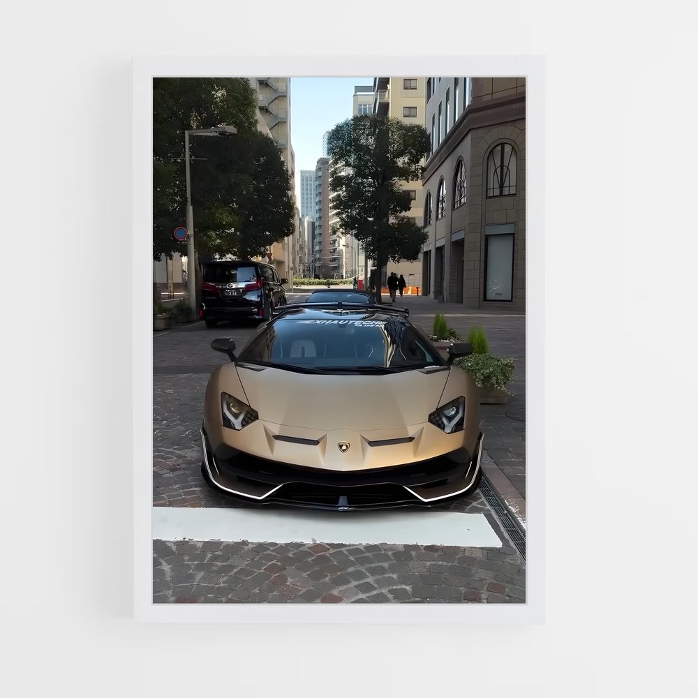 Poster L'Aventador Doré – affiche Lamborghini (vue 3)
